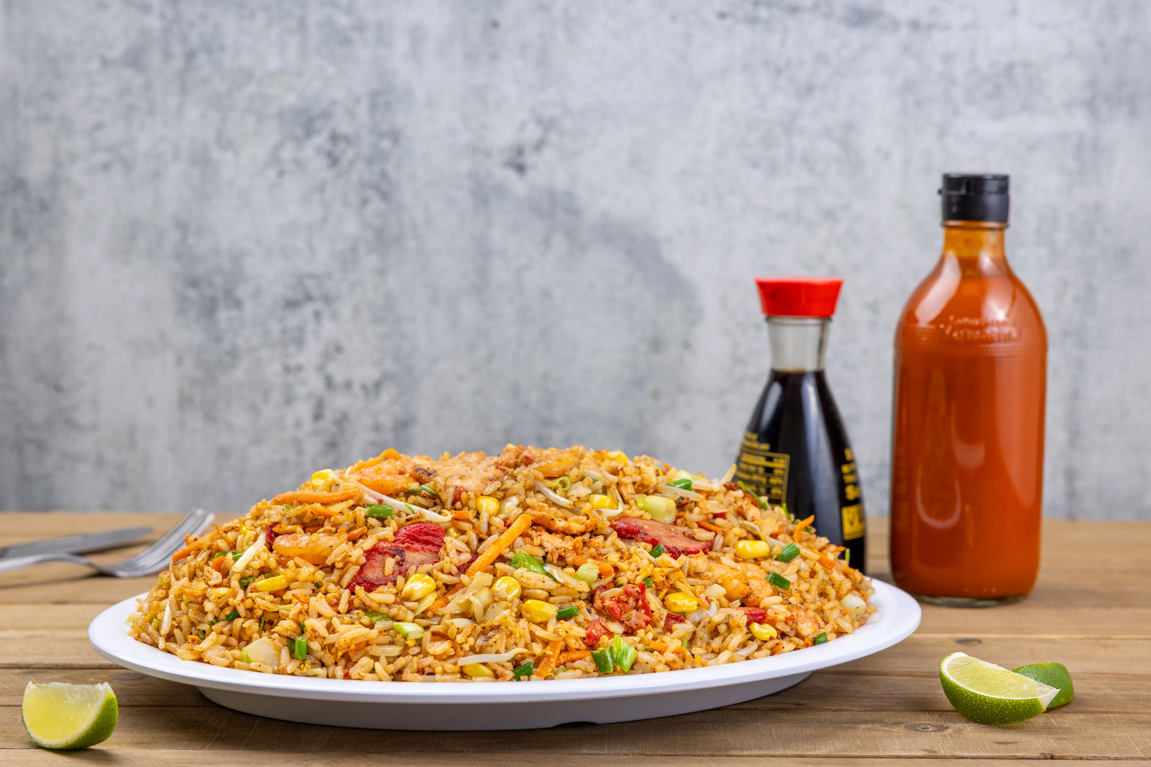 Fried rice place with soy sauce
